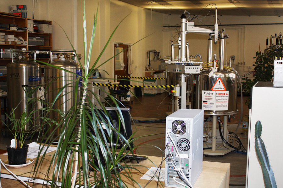 Nuclear magnetic resonance laboratory with spectrometers used to identify organic compounds